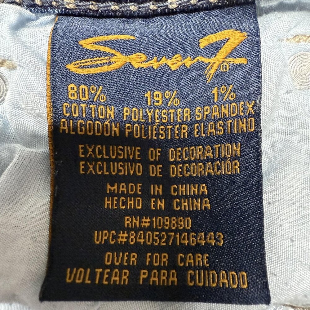 Seven7 Embroidered Jean Shorts Womens 12 Blue‎ Boho Denim Pockets Stretch - Picture 6 of 10